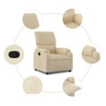 Fauteuil inclinable en tissu crème – Image 3