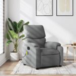 Fauteuil de massage inclinable gris clair tissu