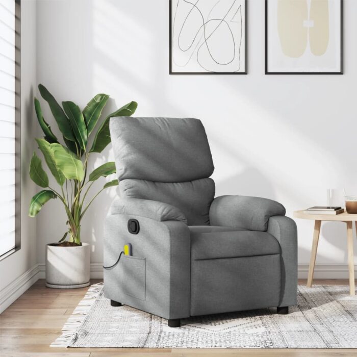 Fauteuil de massage inclinable gris clair tissu – Image 1