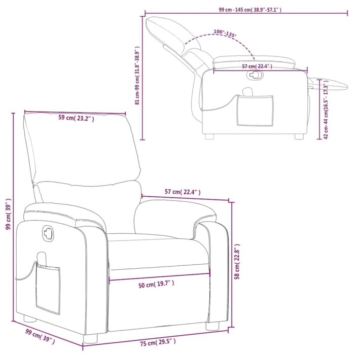 Fauteuil de massage inclinable gris foncé tissu – Image 10