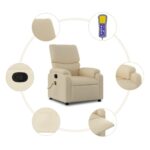 Fauteuil de massage inclinable crème tissu – Image 4