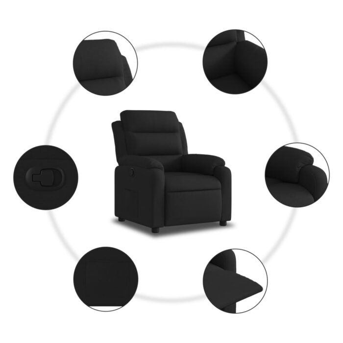 Fauteuil inclinable en tissu noir – Image 3