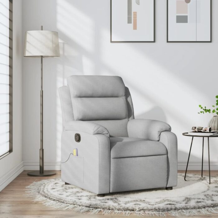 Fauteuil de massage inclinable gris clair tissu – Image 1