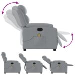Fauteuil de massage inclinable gris clair tissu – Image 3