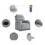 Fauteuil de massage inclinable gris clair tissu – Image 4