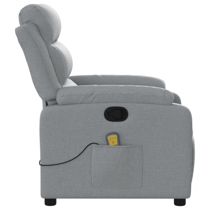 Fauteuil de massage inclinable gris clair tissu – Image 6