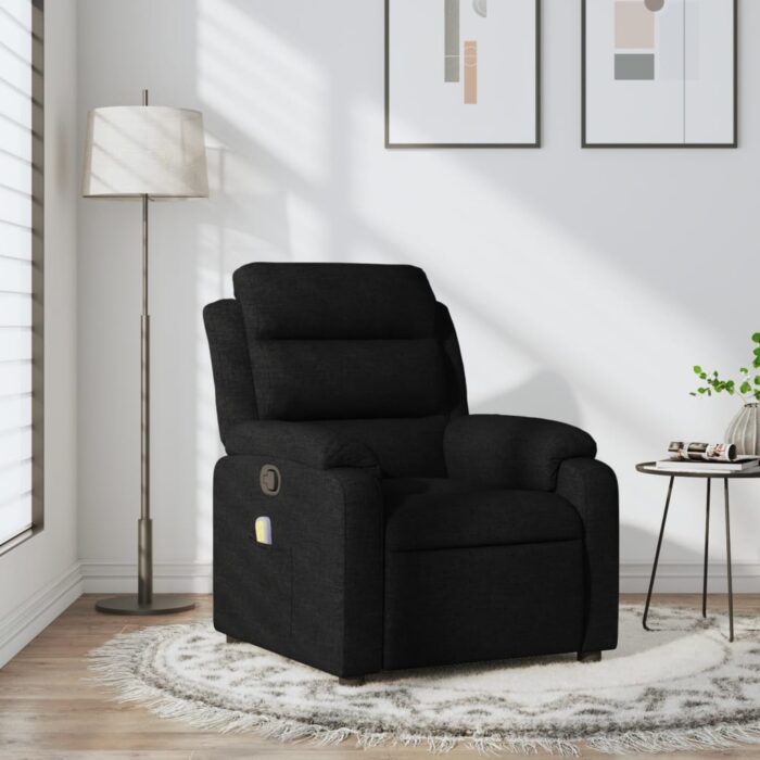 Fauteuil de massage inclinable noir tissu – Image 1