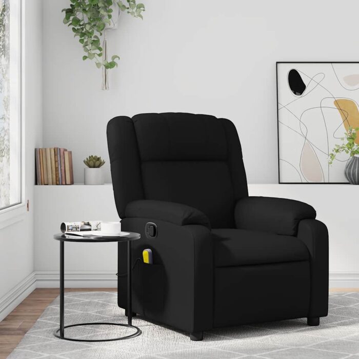 Fauteuil de massage inclinable noir similicuir – Image 1