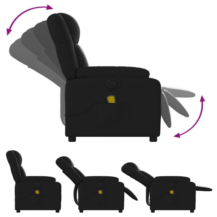 Fauteuil de massage inclinable noir similicuir – Image 3
