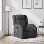 Fauteuil de massage inclinable gris foncé tissu