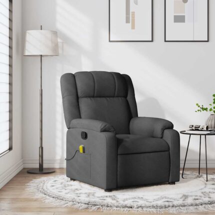 Fauteuil de massage inclinable gris foncé tissu