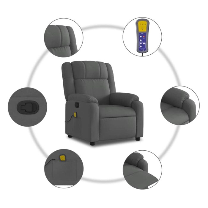 Fauteuil de massage inclinable gris foncé tissu – Image 4
