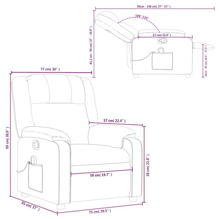Fauteuil de massage inclinable noir tissu – Image 10
