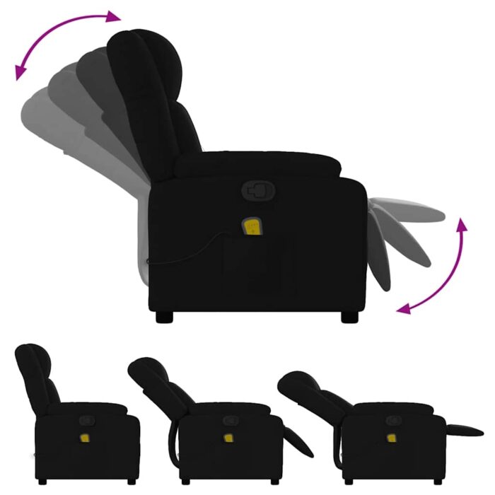 Fauteuil de massage inclinable noir tissu – Image 3