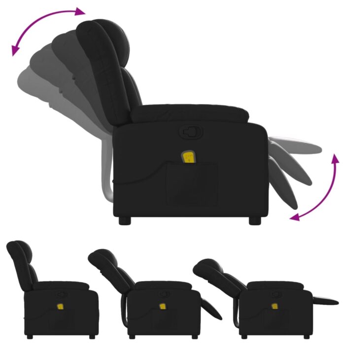 Fauteuil de massage inclinable noir similicuir – Image 3