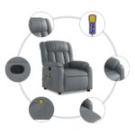 Fauteuil de massage inclinable gris similicuir – Image 4