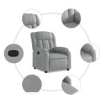 Fauteuil inclinable en tissu gris clair – Image 3