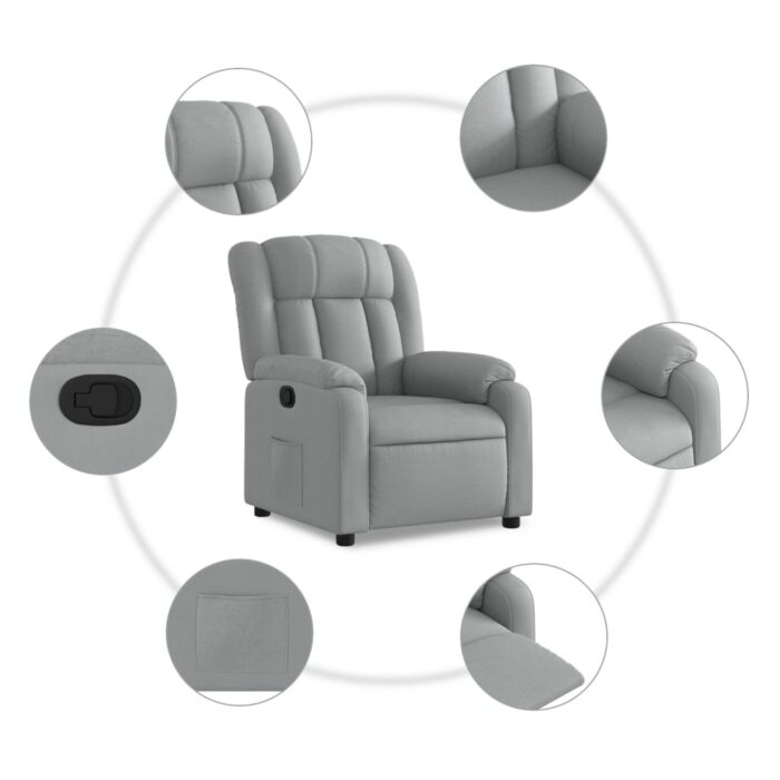 Fauteuil inclinable en tissu gris clair – Image 3