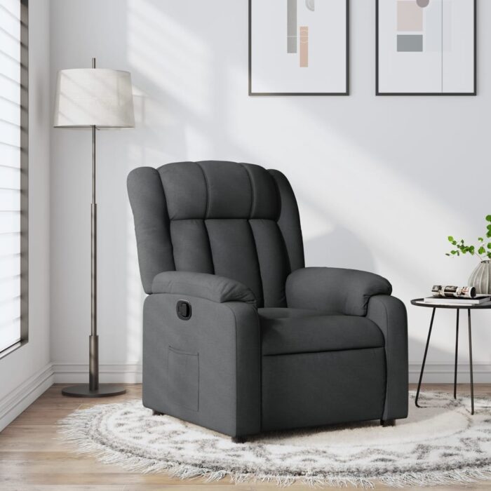 Fauteuil inclinable en tissu gris foncé – Image 1
