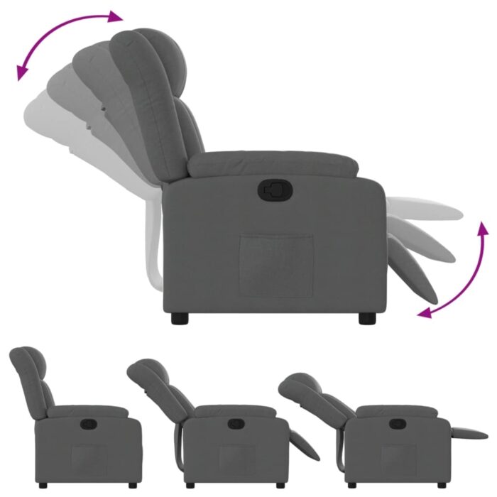 Fauteuil inclinable en tissu gris foncé – Image 2