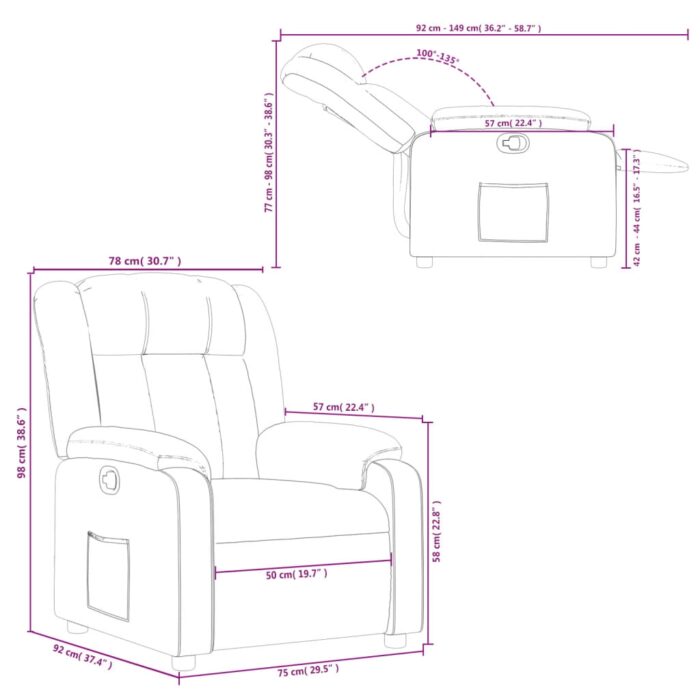 Fauteuil inclinable en tissu gris foncé – Image 9