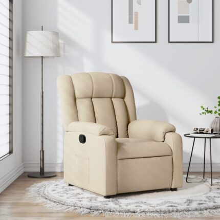 Fauteuil inclinable en tissu crème