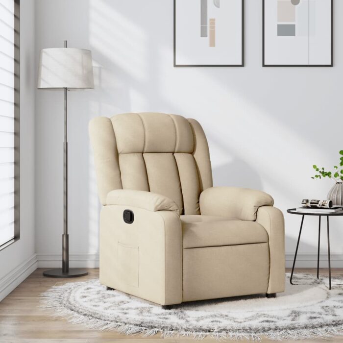 3205775_1.jpg Fauteuil inclinable en tissu crème – Image 1