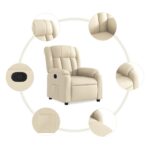 Fauteuil inclinable en tissu crème – Image 3