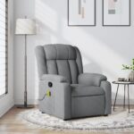 Fauteuil de massage inclinable gris clair tissu