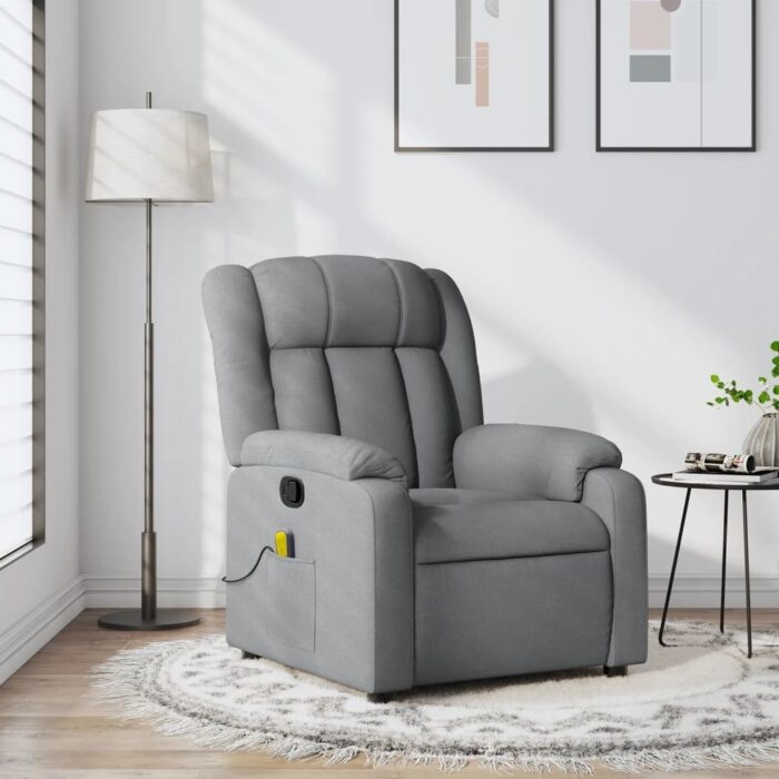 Fauteuil de massage inclinable gris clair tissu – Image 1