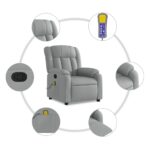 Fauteuil de massage inclinable gris clair tissu – Image 4