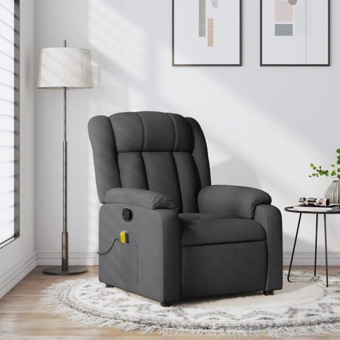 Fauteuil de massage inclinable gris foncé tissu – Image 1