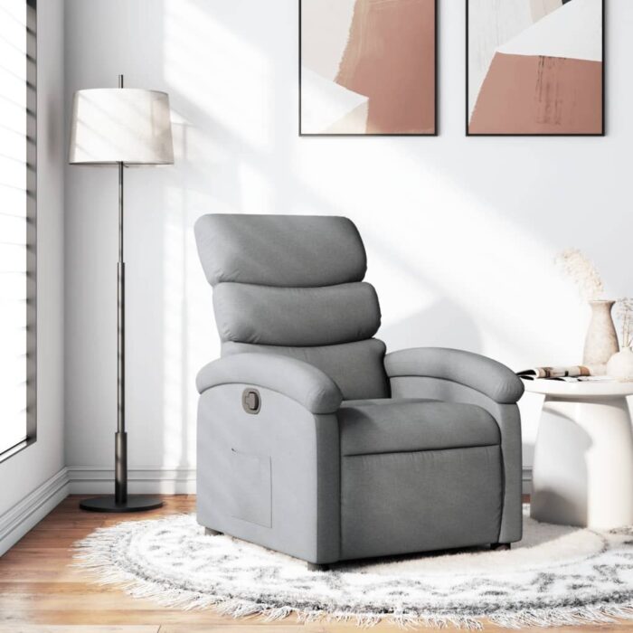 Fauteuil inclinable gris clair tissu – Image 1