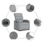 Fauteuil inclinable gris clair tissu – Image 5