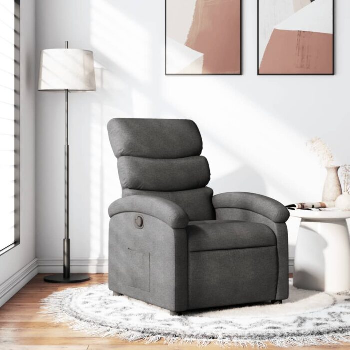 Fauteuil inclinable gris foncé tissu – Image 1