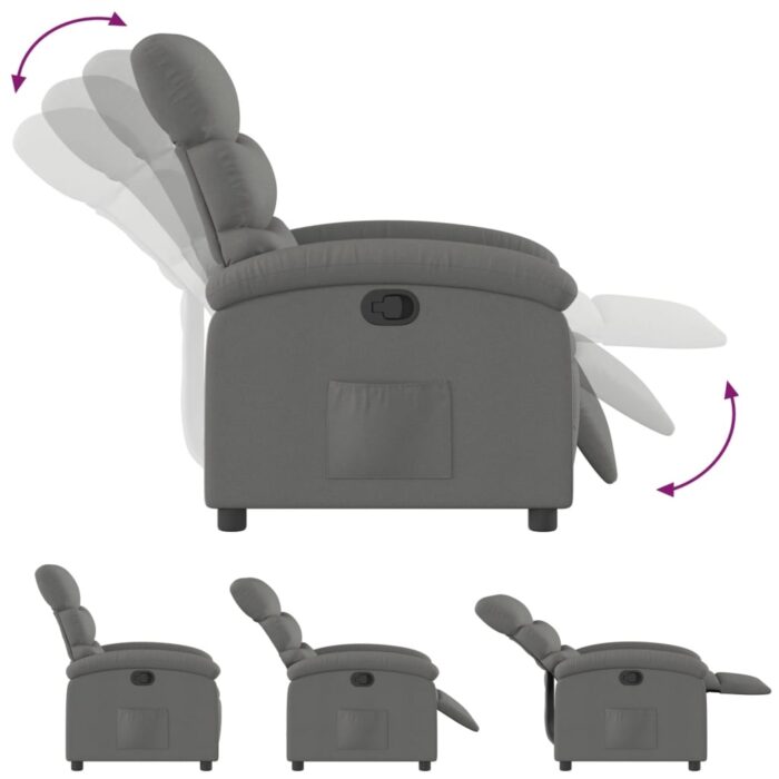 Fauteuil inclinable gris foncé tissu – Image 4