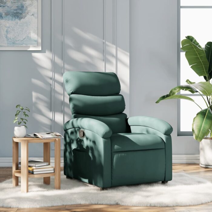 Fauteuil inclinable vert foncé tissu – Image 1