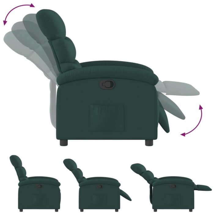 Fauteuil inclinable vert foncé tissu – Image 4