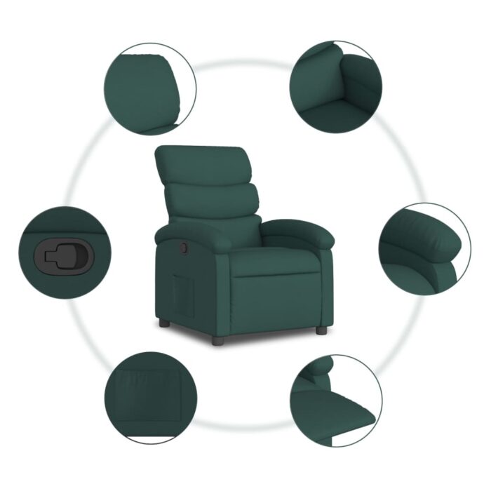 Fauteuil inclinable vert foncé tissu – Image 5
