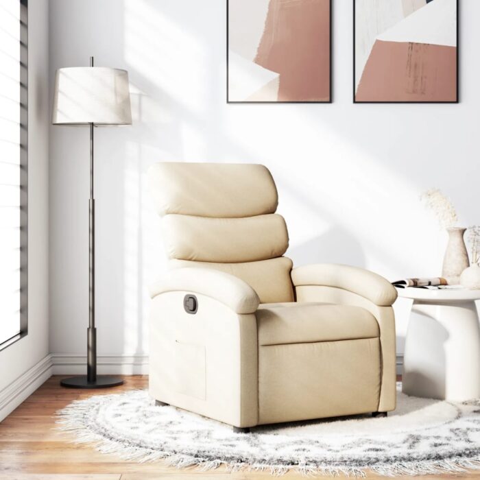 Fauteuil inclinable crème tissu – Image 1