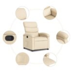 Fauteuil inclinable crème tissu – Image 5