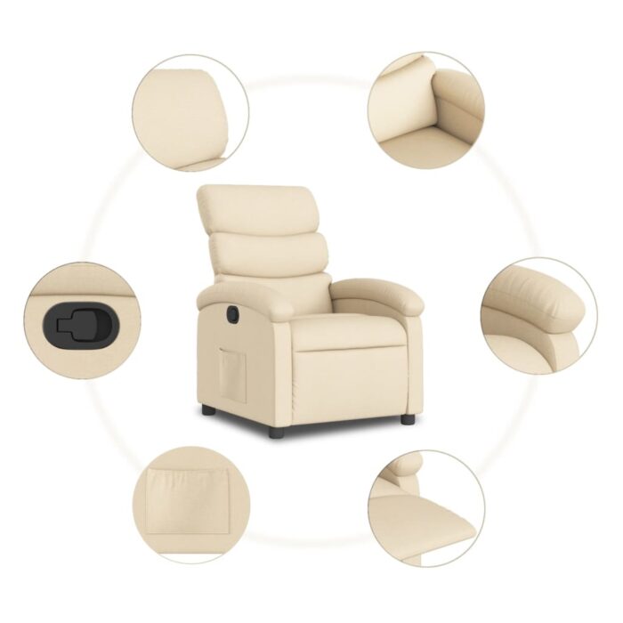 Fauteuil inclinable crème tissu – Image 5