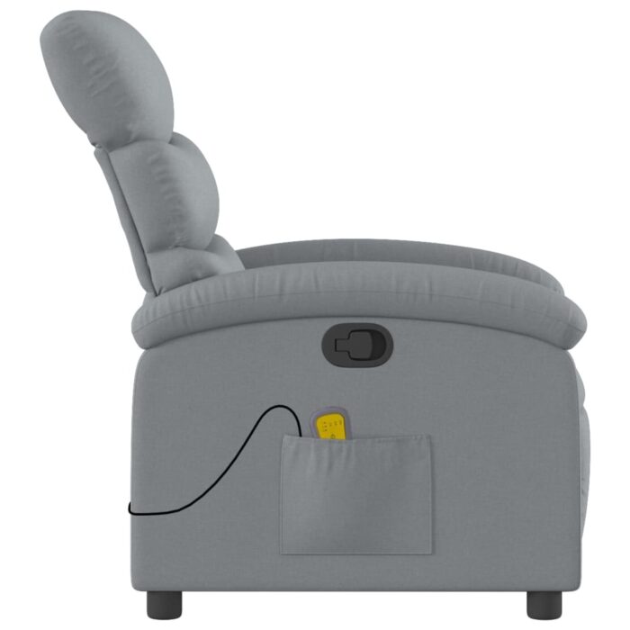 Fauteuil inclinable de massage gris clair tissu – Image 3