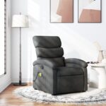 Fauteuil inclinable de massage gris foncé tissu