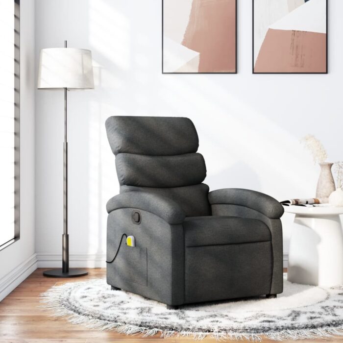Fauteuil inclinable de massage gris foncé tissu – Image 1