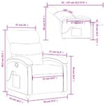 Fauteuil inclinable de massage gris foncé tissu – Image 11