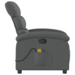 Fauteuil inclinable de massage gris foncé tissu – Image 3