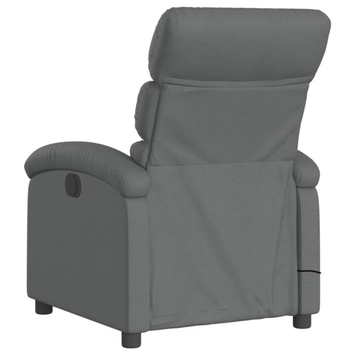 Fauteuil inclinable de massage gris foncé tissu – Image 4
