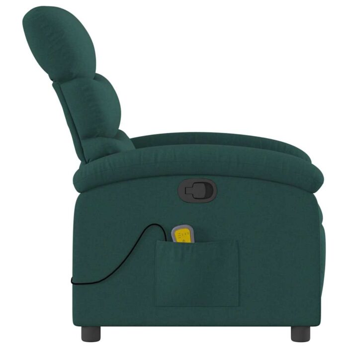 Fauteuil inclinable de massage vert foncé tissu – Image 3