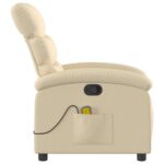 Fauteuil inclinable de massage crème tissu – Image 3